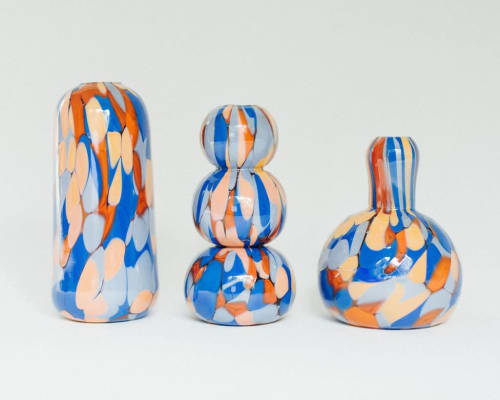 Glass Blown Forever in Blue Jeans Mini Vase | Vases & Vessels by Maria Ida Designs