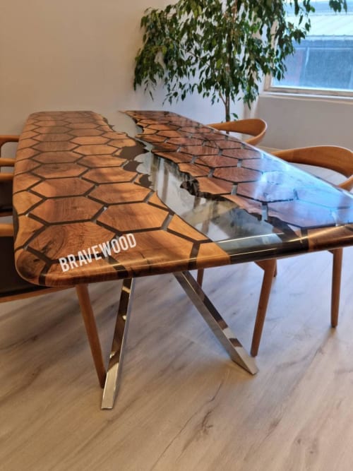 Epoxy Walnut table, Honeycomb Epoxy Table | Tables by Brave Wood