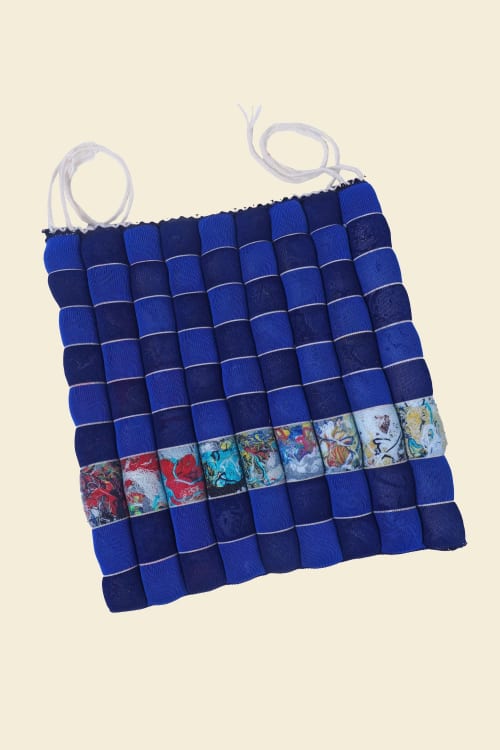 Upcycled Seat Cushion in Blue | Pillows by BOI