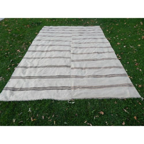 Palace Sized Anatolian Hemp Kilim Rug Hand-Woven Natural Rug | Rugs by Vintage Pillows Store