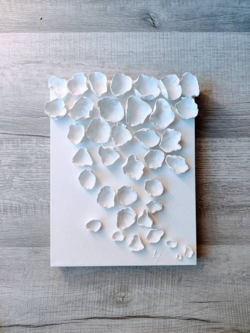 Abstract wall sculpture on canvas, white clay wall sculpture | Wall Hangings by Natasha Kanevski