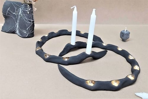 Modern candle holder with 24k gold. | Decorative Objects by YomYomceramic