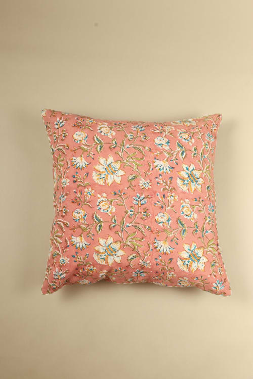 Coral Spring Block Print Pillow | Pillows by Ninéh
