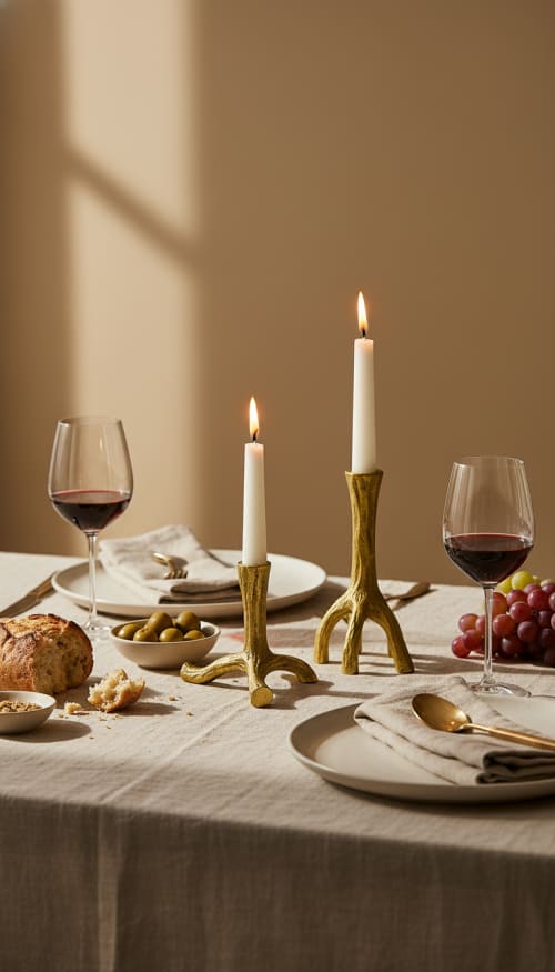 Rooted Taper Candle Holder — Gold Finish | Decorative Objects by Raíz Studio