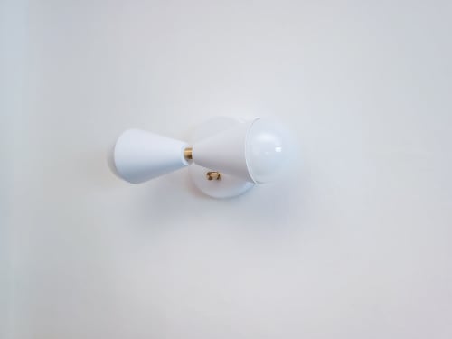 2-Arm Linear Modern Wall Sconce Matte White and Brushed | Sconces by Retro Steam Works