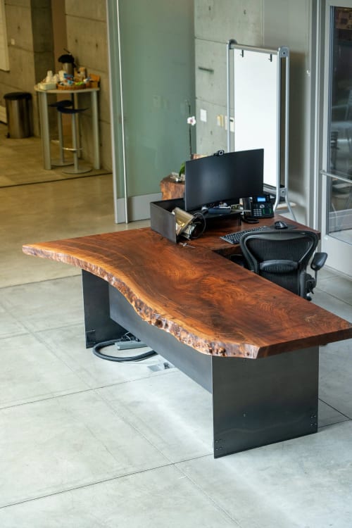 Walnut + Steel Reception Desk | Tables by Simon Silver Designs