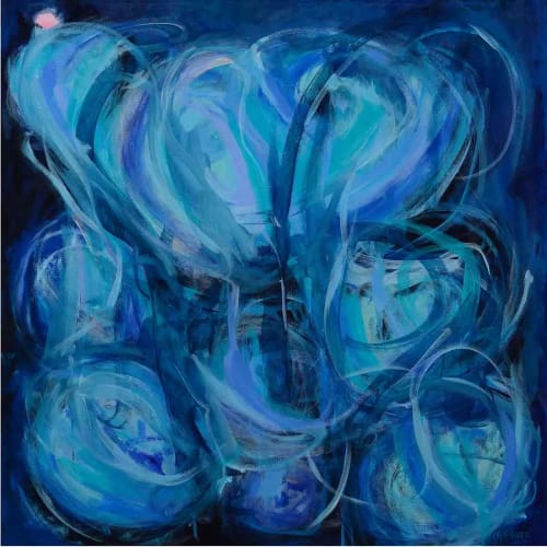 Love in Blue | Oil And Acrylic Painting in Paintings by Gabriela Tolomei