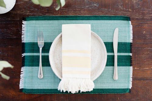 Woven Cotton Dining Placemat | Forrest Green | Tableware by NEEPA HUT