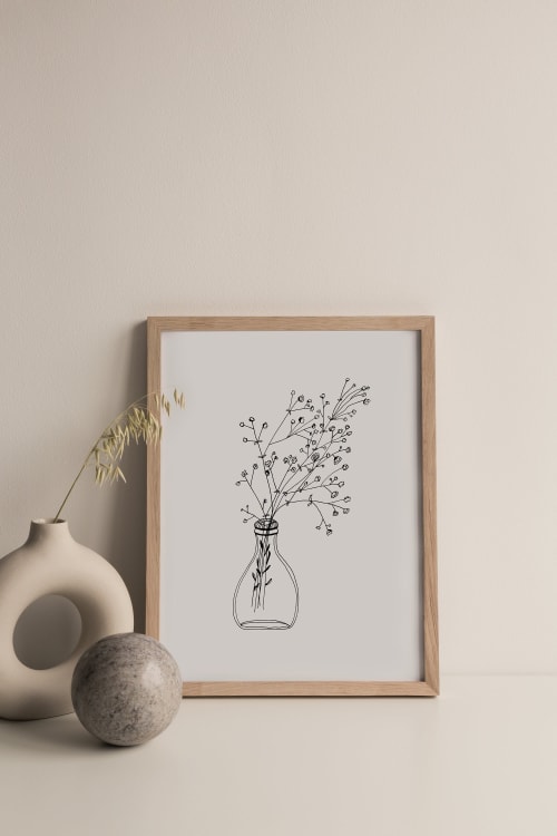Flower Print, Gypsophila Simple Flower Art, Minimalist Print | Wall Hangings by Carissa Tanton