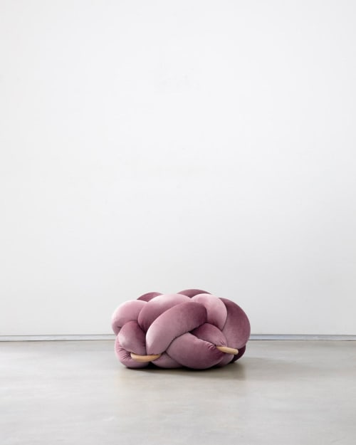(M) Mauve Knot Ottoman | Benches & Ottomans by Knots Studio