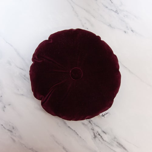 Tufted Velvet Throw Pillow, Deep Crimson | Pillows by Melike Carr