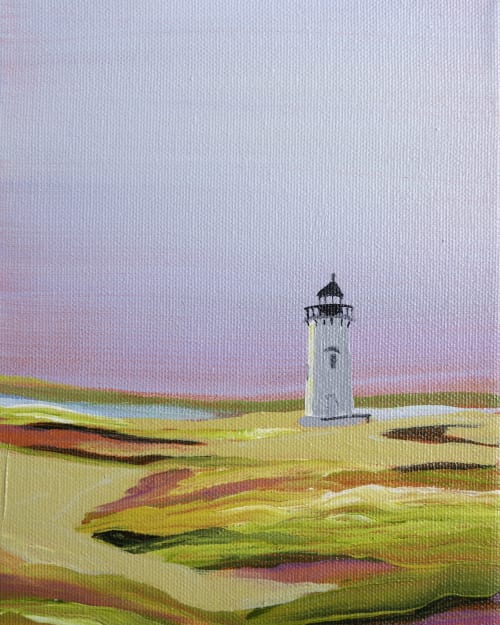 Harbor Light Sunrise (Vertical) | Paintings by Neon Dunes by Lily Keller