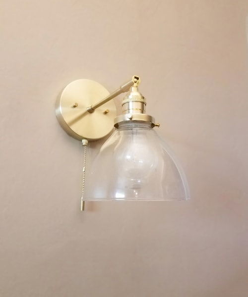 Pull Chain Industrial Wall Sconce - Kitchen Gold Light | Sconces by Retro Steam Works