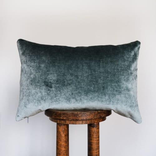 Teal Velvet Lumbar Pillow 14x22 | Pillows by Vantage Design