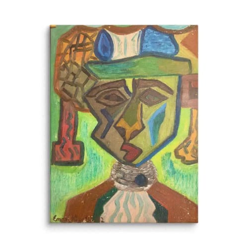 Canvas Print - Fragmented Soul - Cubist Figure Portrait | Work by Eman's Gallery