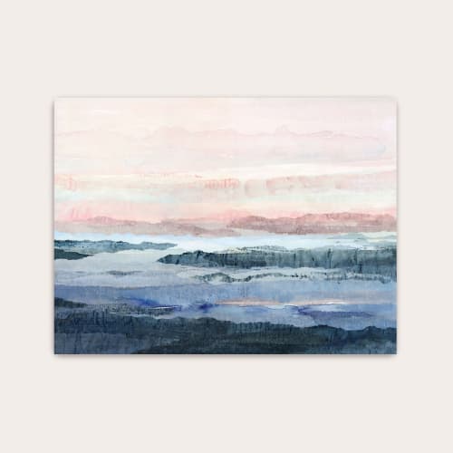 Blush Meridian Art Print - Soft Coastal Landscape | Paintings by Lara E