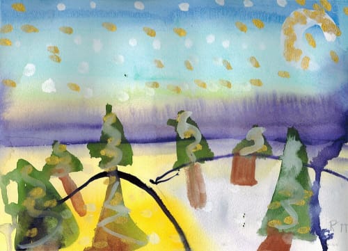 Trees in Winter - Original Watercolor | Watercolor Painting in Paintings by Rita Winkler - "My Art, My Shop" (original watercolors by artist with Down syndrome)