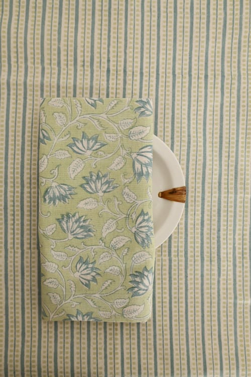 Sage Vines Block Print Napkins, Set of 4 | Linens & Bedding by Ninéh
