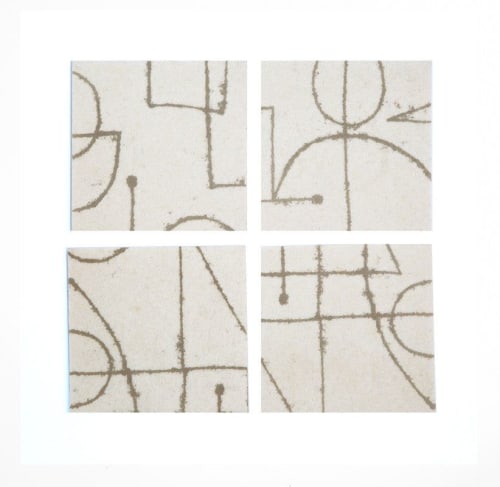 Coaster Wool Felt Chalkline Warm Grey on Ivory | Tableware by Lorraine Tuson
