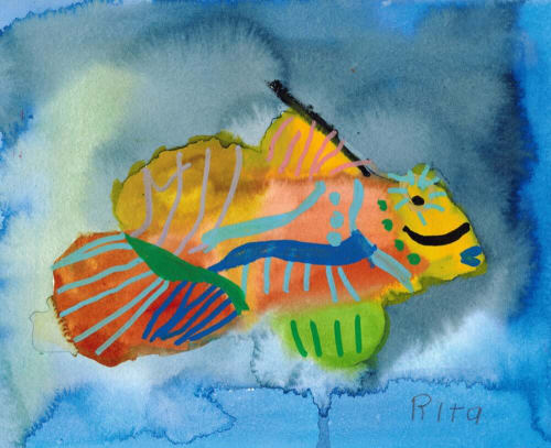 Mandarin Fish - Original Watercolor | Watercolor Painting in Paintings by Rita Winkler - "My Art, My Shop" (original watercolors by artist with Down syndrome)