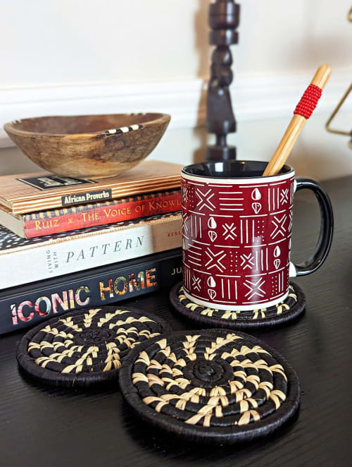 Red White Mud Cloth Pattern Coffee Mug | Drinkware by Reflektion Design