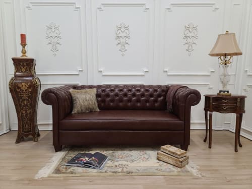 Noisettier, English Style , Dark Brown ,  Synthetic Leather | Couches & Sofas by Art De Vie Furniture