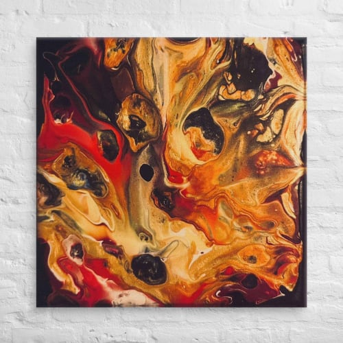 Canvas Print - Laheeb (flame) - Fluid Red Black Fire Art | Work by Eman's Gallery