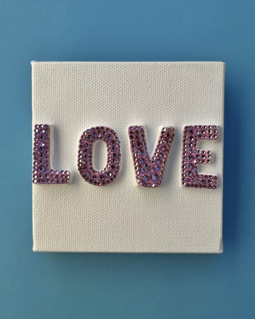 Love Pink Crystal 4" x 4" | Paintings by Emeline Tate