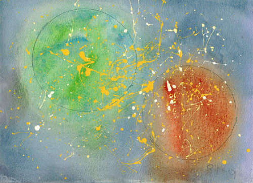 Planets - Original Watercolor | Watercolor Painting in Paintings by Rita Winkler - "My Art, My Shop" (original watercolors by artist with Down syndrome)