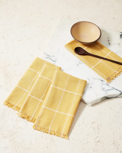 Grid Napkin - Gold | Linens & Bedding by MINNA