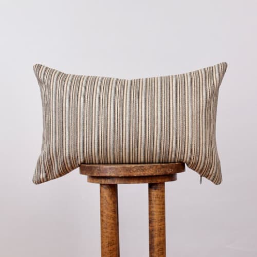 Multi-Color Thin Stripe Wool Lumbar Pillow 14x22 | Pillows by Vantage Design