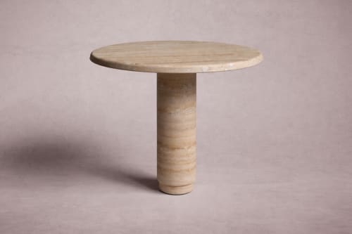 Marylou Travertine Round Table | Dining Table in Tables by HamamDecor LLC
