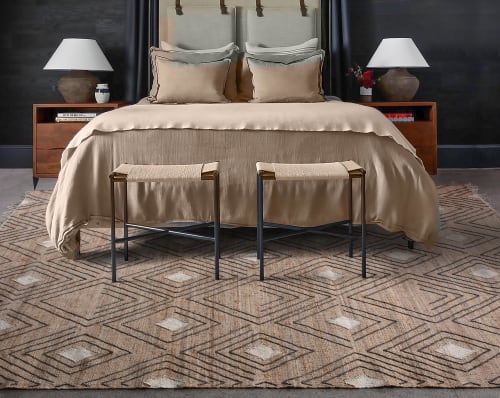 Modern Geometric Area Beige & Ivory Diamond Pattern Rug | Rugs by Swiflo