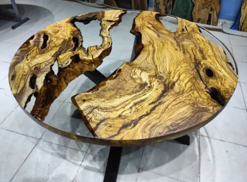 Live edge Round epoxy Table,Olive Clear epoxy Table,live | Dining Table in Tables by LuxuryEpoxyFurniture