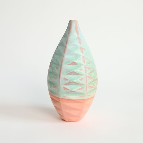 Medium Bottle in Strawberry Pistachio | Vase in Vases & Vessels by by Alejandra Design