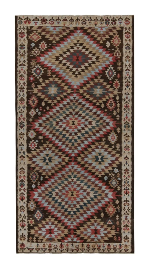 Vintage Tribal Kilim in Polychromatic Geometric Patterns by Rug & Kilim | Rugs by Rug and Kilim