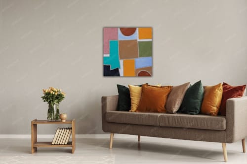 Minimalist mid century modern art painting on canvas | Oil And Acrylic Painting in Paintings by Berez Art