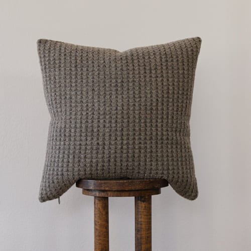 Light Brown Wool with Dark Brown Diamonds Pillow 22x22 | Pillows by Vantage Design