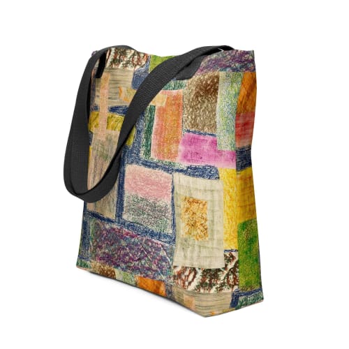 Tote Bag - The Hearth Quilt - Folk Patchwork Art | Work by Eman's Gallery