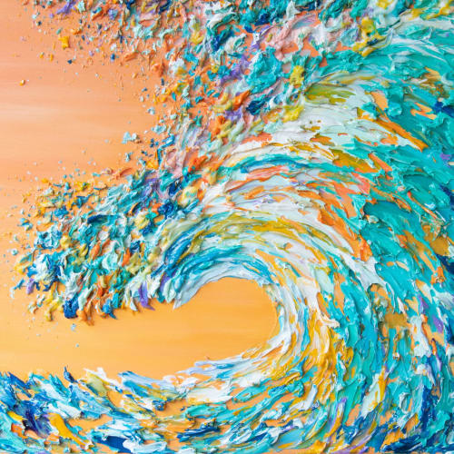 Heavy Texture Wave Custom Painting | Oil And Acrylic Painting in Paintings by Monika Kupiec Abstract Art