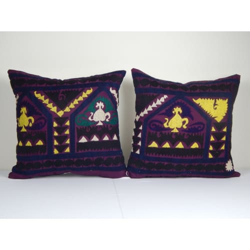 Suzani handmade pillow, Ethnic Cushion Cover, Set of Two Dec | Pillows by Vintage Pillows Store
