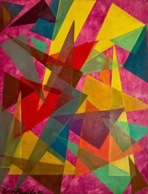 In The Wine Glass - Original Oil Painting - Geometric Colors | Oil And Acrylic Painting in Paintings by Eman's Gallery