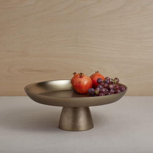 Antique Brass Large Pedestal | Decorative Tray in Decorative Objects by The Collective