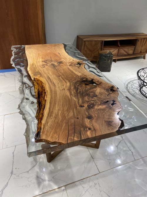 Clear Epoxy Dining Table - Handmade Epoxy Resin Wood Table | Tables by Tinella Collection