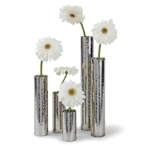 Hammered Nickel Silver Bud Vase Set | Vases & Vessels by Kevin Francis Design