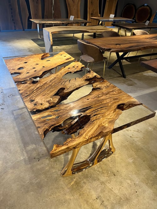 Olive Resin Table - Custom Epoxy Table | Dining Table in Tables by Tinella Wood