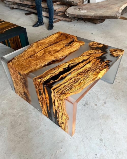 Resin Coffee Table Rectangle , Resin Coffee Table, Waterfall | Tables by Tinella Wood