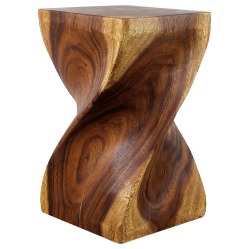 Haussmann® Big Twist Wood Stool Table 12 in SQ x 20 in H | Chairs by Haussmann®