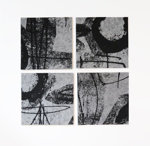 Coasters Merino Wool Felt Fingerprint Flower Grey | Tableware by Lorraine Tuson
