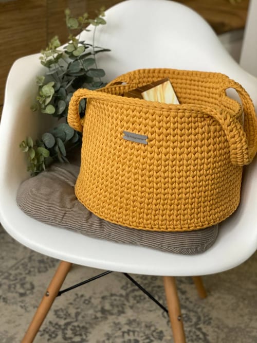 Round floor basket with long handles | Storage Basket in Storage by Anzy Home